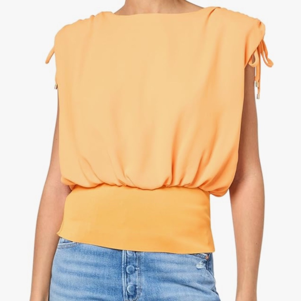 Trina Turk fitted waist sleeveless top in melon orange